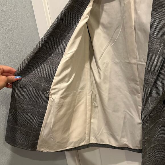 H&M Women’s Single Breasted Plaid Blazer Suit Jacket - Picture 4 of 5